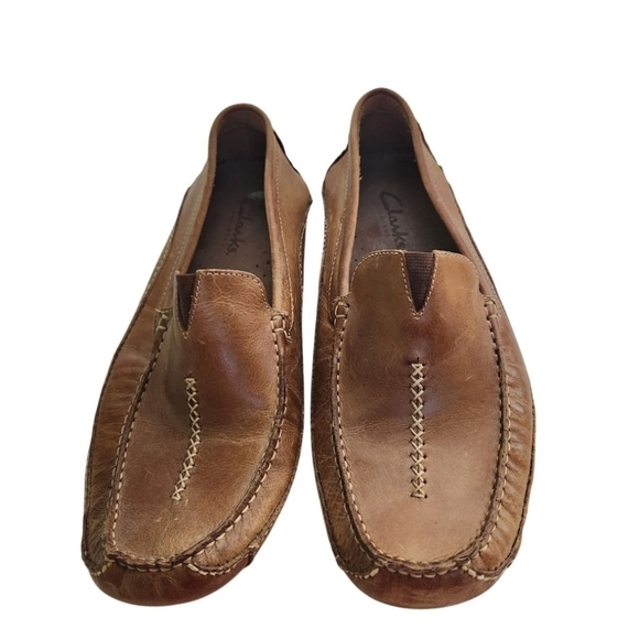Clarks Tan Leather Comfort Loafers Size 12M - Picture 3 of 7